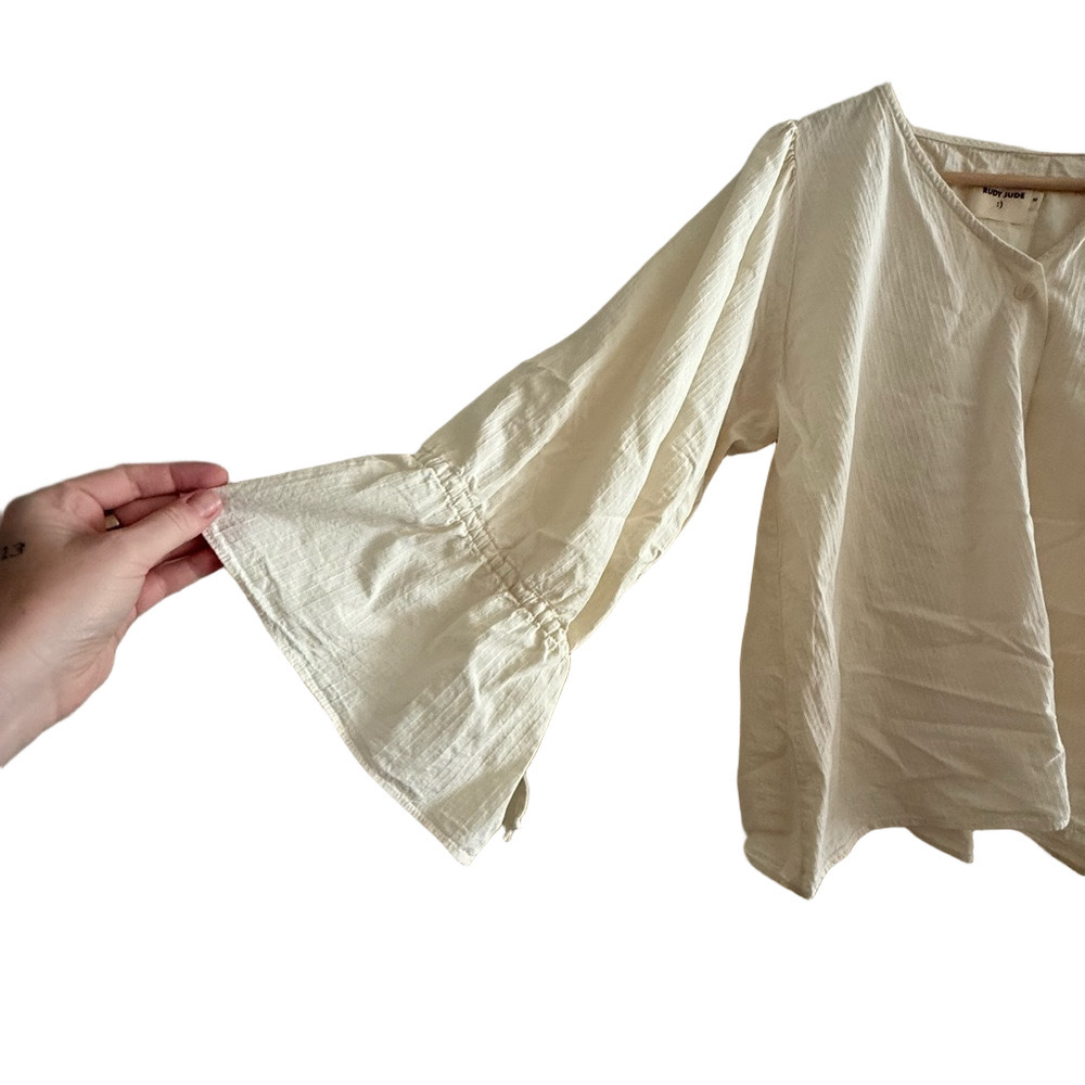 Rudy Jude Cream Button-Front Peasant Blouse - Picture 4 of 5
